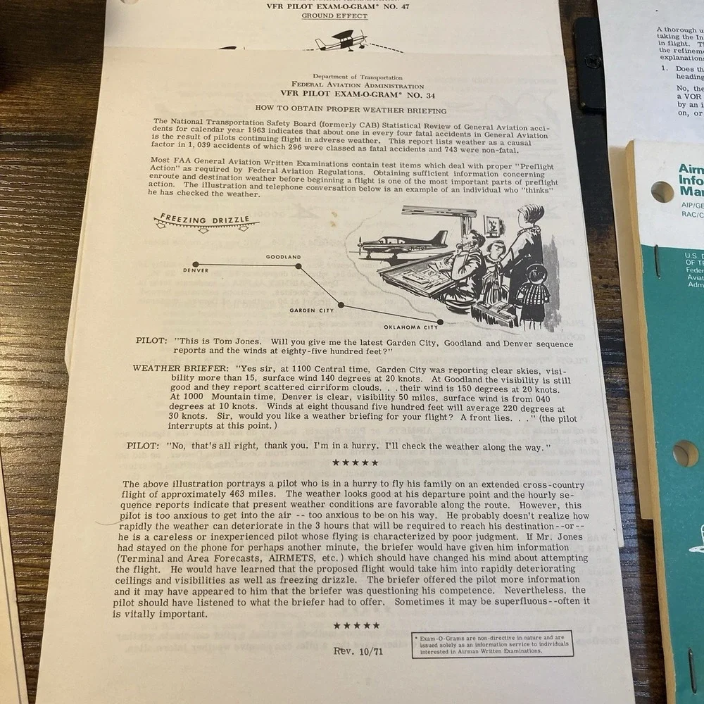 FAA VTG VFR IDR Exam-O-Grams and Airman's Manual 1960s / 1970s Lot ATC Procedure